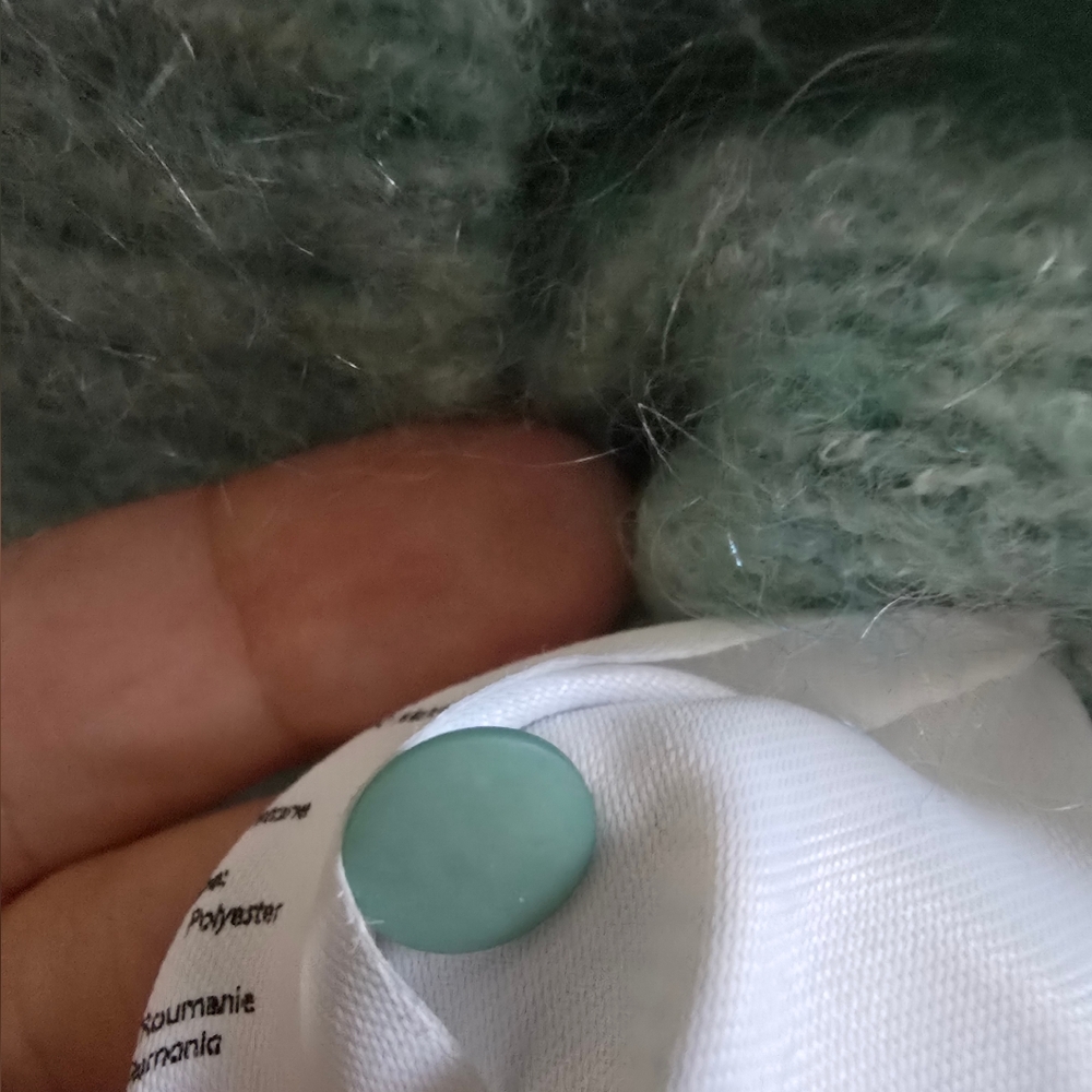 LA MAILLE SÉZANE Amance Fancy Knit Mohair Sea Green Mint Cardigan Large - Picture 10 of 13